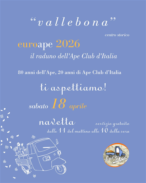 Evento EuroApe 2026: Sabato 18 Aprile navette gratuite da e per Bordighera per tutta la giornata