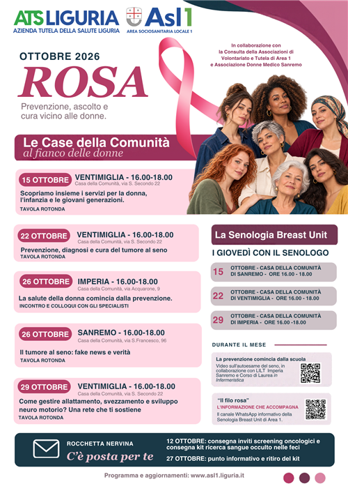 Ottobre Rosa 2026: prevenzione, ascolto e cura vicino alle donne
